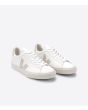Zapatillas Ecológicas Veja Campo Chromefree White Natural Suede blancas con detalles en beige unisex frontal 