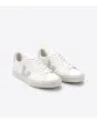 Zapatillas Ecológicas Veja Campo Chromefree White Natural Suede blancas con detalles en beige unisex frontal 