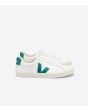 Zapatillas de cuero Veja Esplar blancas con detalles en verde y suela blanca