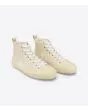 Zapatillas altas ecológicas Veja Nova HT Canvas Butter White Butter Sole beige con logo y cordones blancos para hombre frontal 