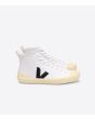 Zapatillas Ecológicas Altas Veja Nova HT Canvas Blancas con el logo negro y suela beige Unisex