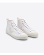 Zapatillas Altas Ecológicas Veja Nova High Top Canvas White Pierre blancas con suela y logo beige para hombre frontal 