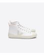 Zapatillas Altas Ecológicas Veja Nova High Top Canvas White Pierre blancas con suela y logo beige Unisex
