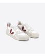 Zapatillas ecológicas Veja V-10 B-Mesh blancas, beige y granates Unisex frontal