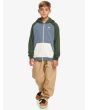 Niño con Sudadera polar con capucha y cremallera Quiksilver Easy Day Youth Verde y Azul frontal