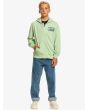 Niño con sudadera de capucha y cremallera Quiksilver Retro Fade Youth verde frontal