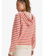 Mujer con sudadera de capucha y cremallera Roxy Perfect Stripe Blanca y Roja posterior