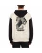 Hombre con sudadera de capucha y cremallera Volcom Watanite blanca y negra posterior
