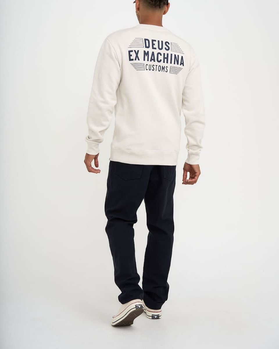 Sudadera Deus Fender Crew Blanco Vintage Hombre Mission Surf Shop