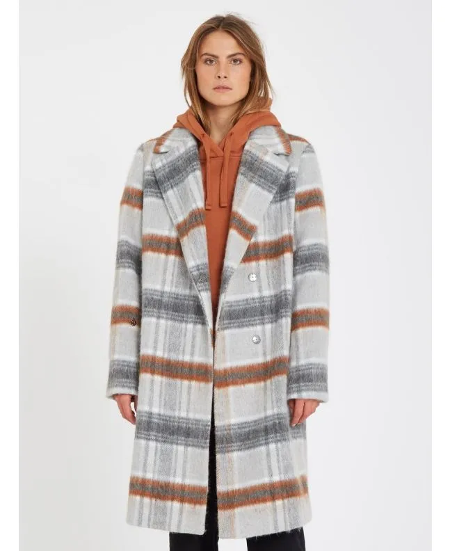 Mujer con abrigo Volcom Played gris multicolor