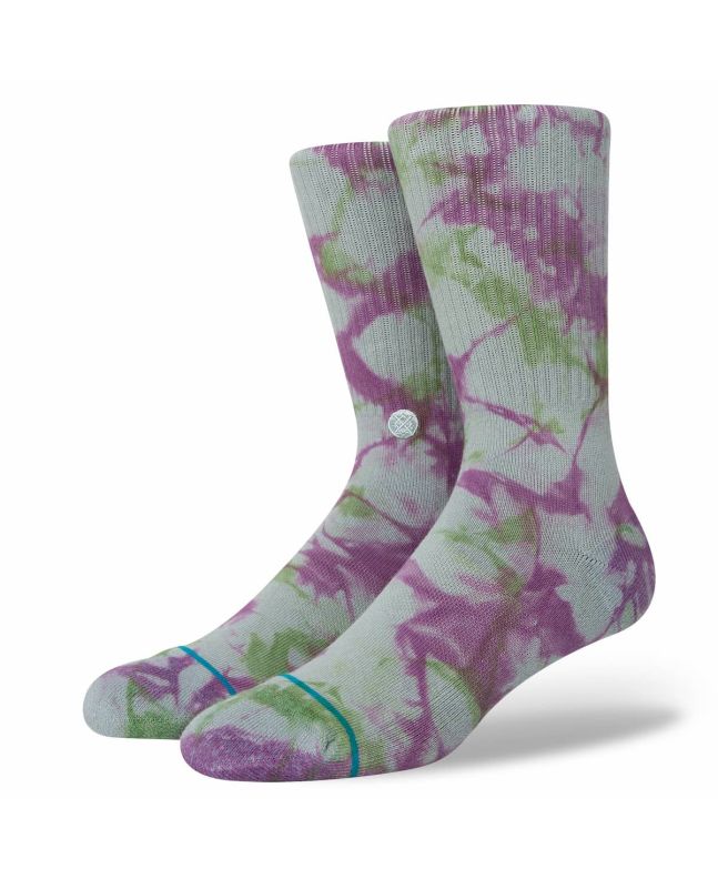 Calcetines de senderismo y trekking Stance Elation en color azul con tye die en verde y fucsia Unisex