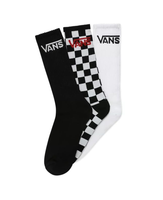 Calcetines altos Vans Classic Crew en negro blanco y checkerboard para hombre