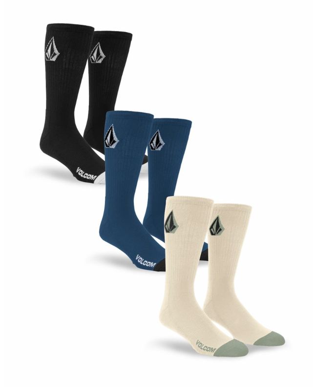 Calcetines altos Volcom Full Stone Mix Sock Negros, Azules y Caqui Claro para hombre talla EU 42-46