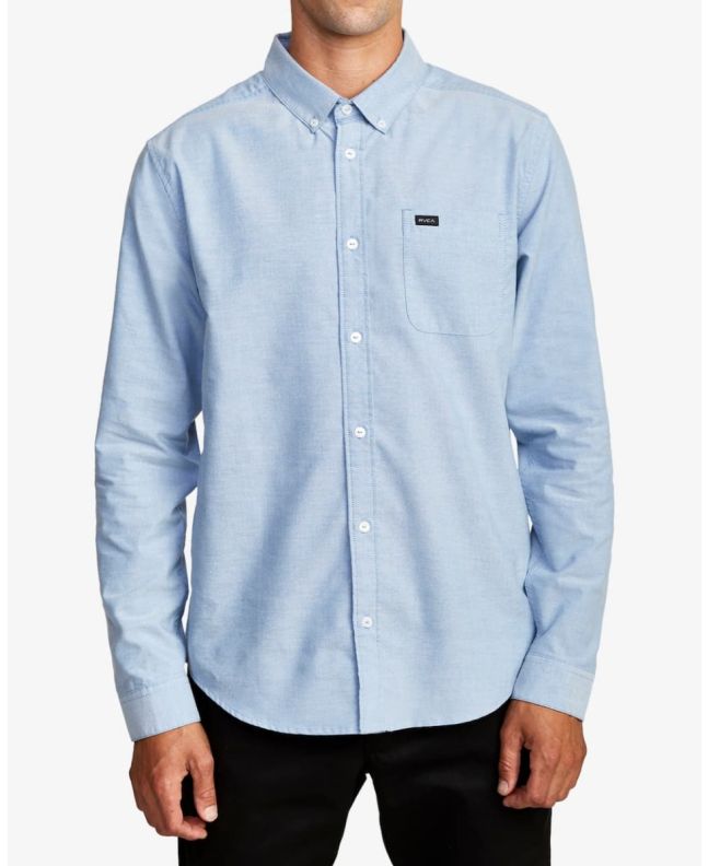 Hombre con camisa de manga larga RVCA Thatll Do Azul Oxford