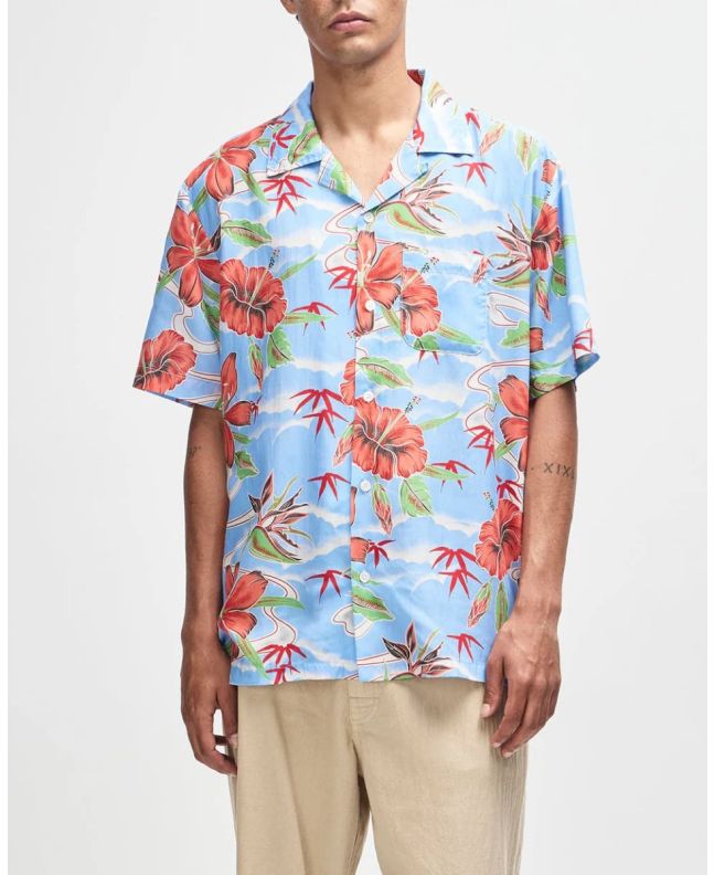 Hombre con Camisa tropical Deus Broadus Shirt Azul