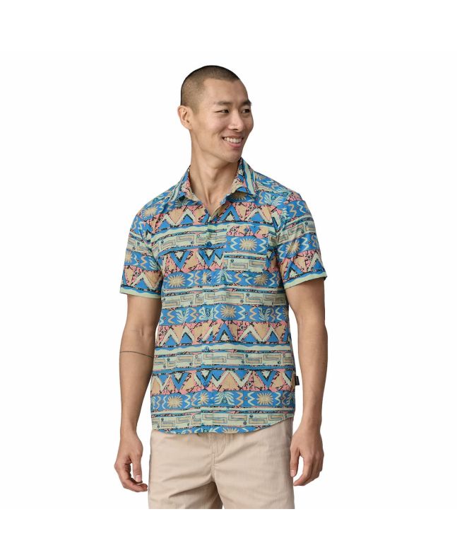 Hombre con Camisa de manga corta Patagonia M's Go To Shirt High Hopes Geo Salamander Green