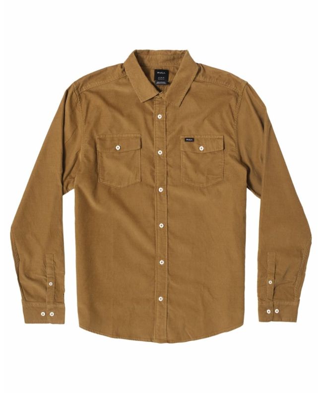 Camisa de Manga Larga RVCA Freeman Cord camel para hombre
