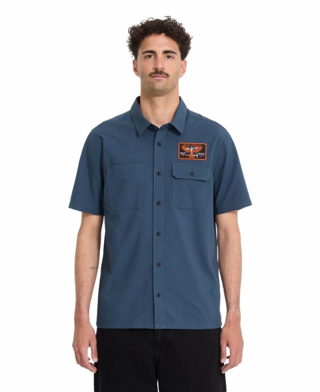 Hombre con camisa de manga corta Volcom Slab City azul