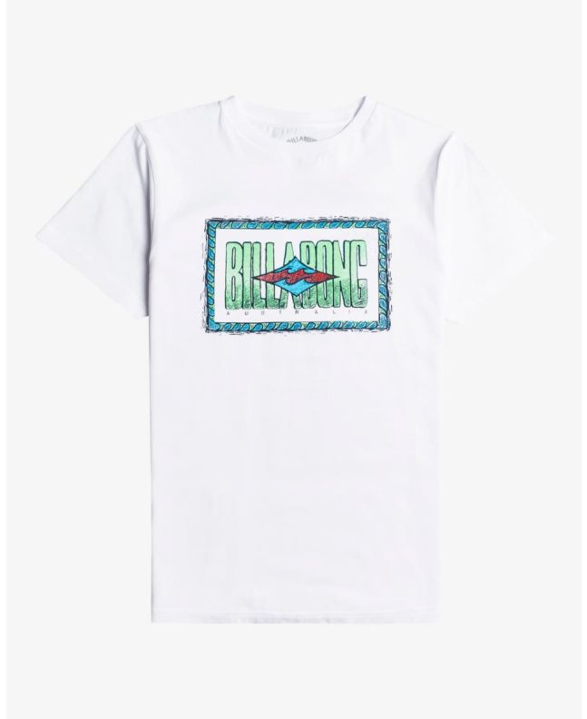 Camiseta de manga corta Billabong Retro Box blanca para chico 8 a 16 años