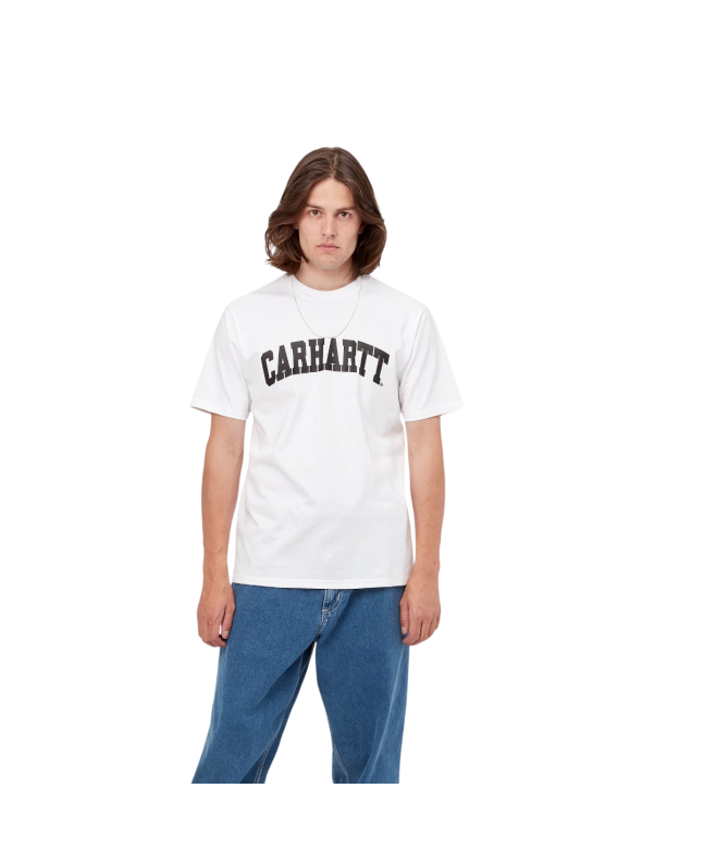 Hombre con Camiseta de manga corta Carhartt WIP University T-Shirt Blanca con logo negro