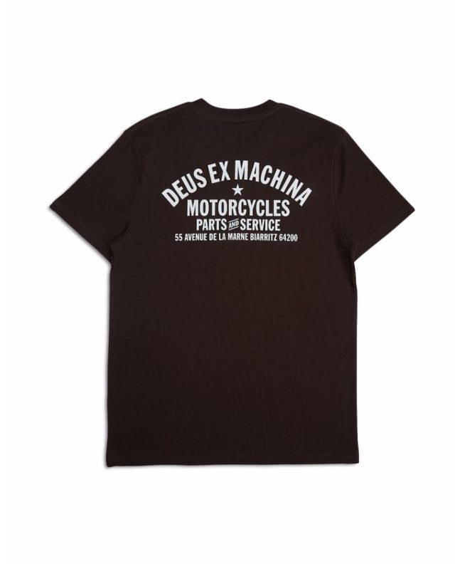Camiseta orgánica de manga corta Deus Ex Machina Biarritz Address Marrón Chocolate para hombre