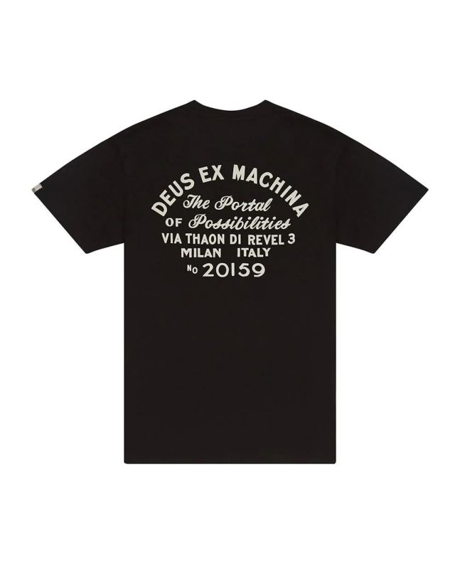 Camiseta de manga corta con bolsillo Deus Ex Machina Milan Address Negra para hombre