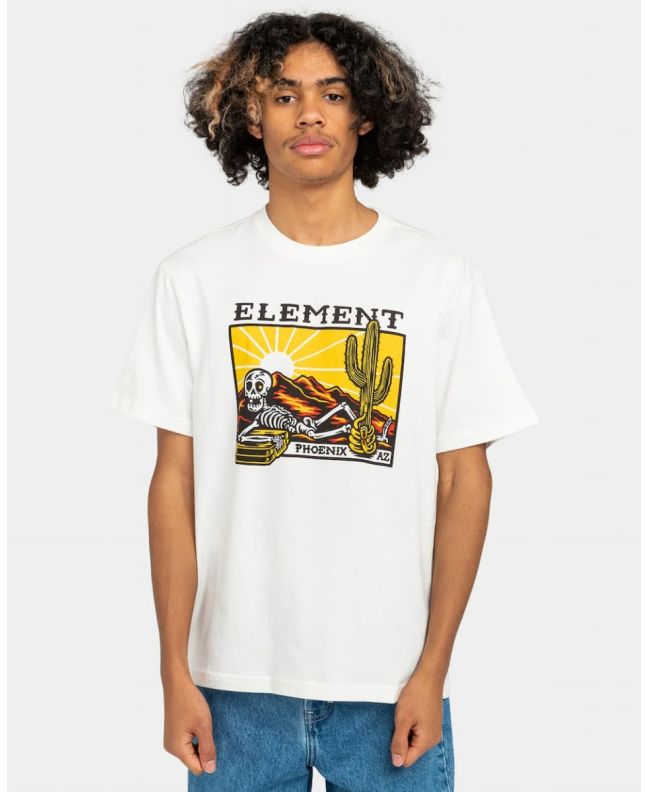 Hombre con camiseta orgánica de manga corta Element Dusk blanca
