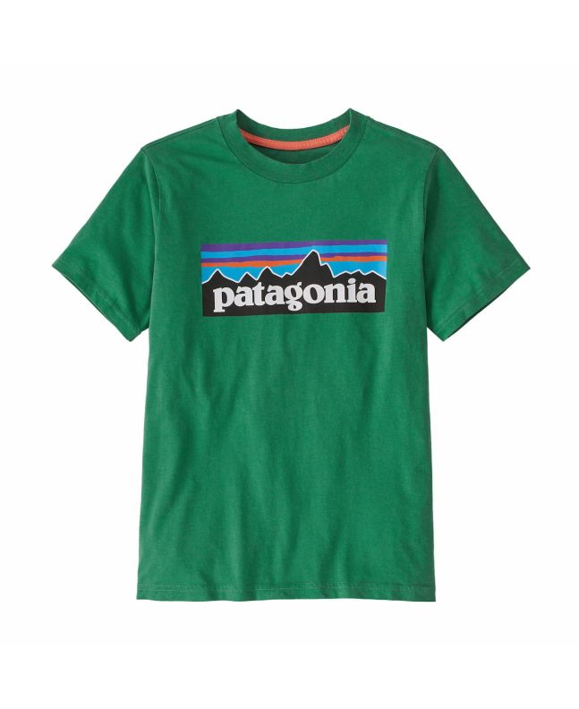 Camiseta orgánica de manga corta Patagonia Kids P-6 Logo Verde para niño/a