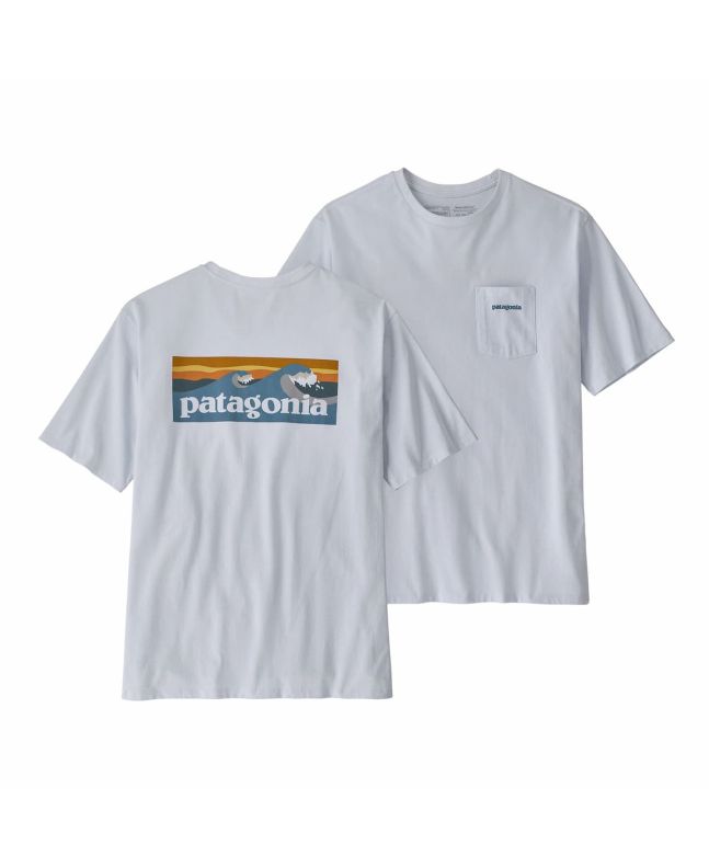 Camiseta de manga corta con bolsillo Patagonia Boardshort Logo Pocket Responsibili-Tee Blanca para hombre