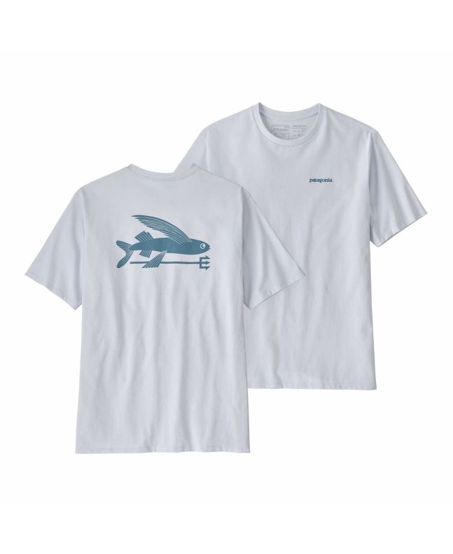 Camiseta de manga corta 100% reciclada Patagonia M's Flying Fish Responsibili-Tee Blanca para hombre