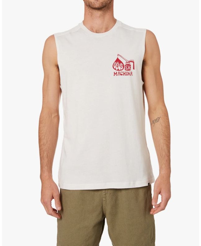 Hombre con camiseta sin mangas Deus Ex Machina Calico Muscle blanca