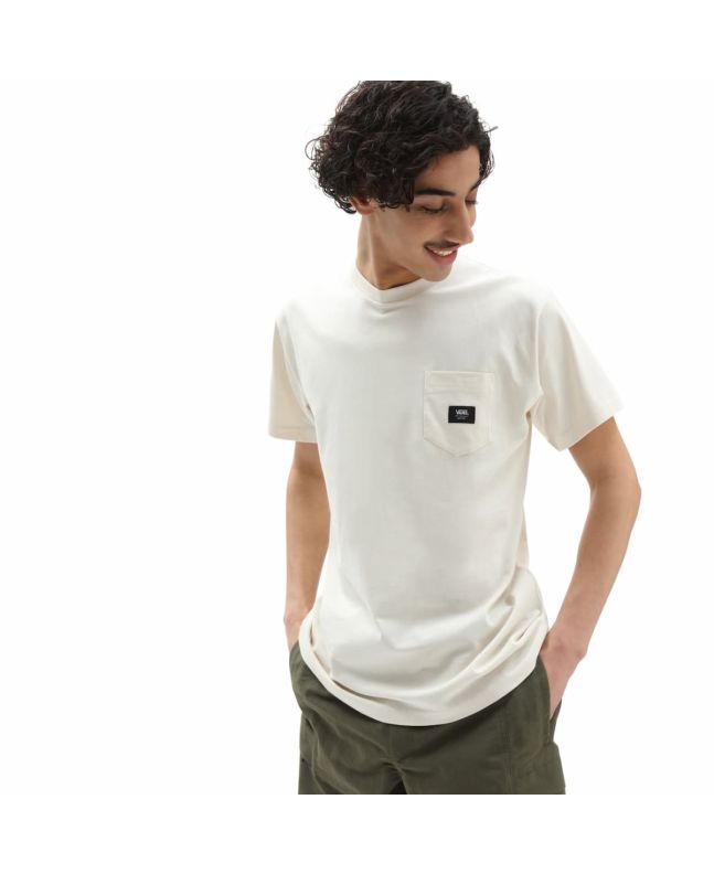 Hombre con camiseta orgánica de manga corta tejida con bolsillo Vans Patch Pocket Blanca