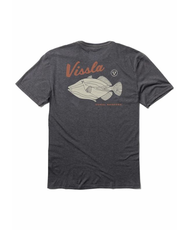 Camiseta técnica de manga corta Vissla Reefer Comp Lite Eco Drirelease Negro Jaspeado para hombre