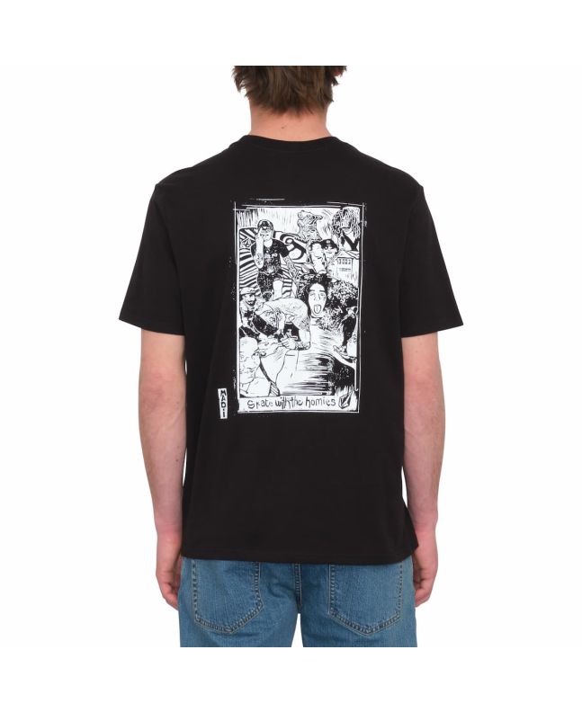 Hombre con camiseta orgánica de manga corta Volcom Maditi Negra
