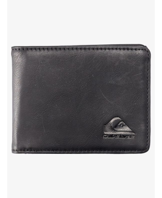 Cartera de cuero sintético con doble hoja Quiksilver Slim Rays negra para hombre