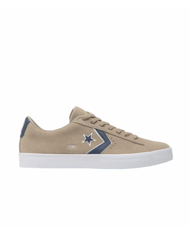 Zapatillas Skate Converse Cons PL Vulc Pro Classic Suede marrones con detalles en blanco y azul marino para hombre