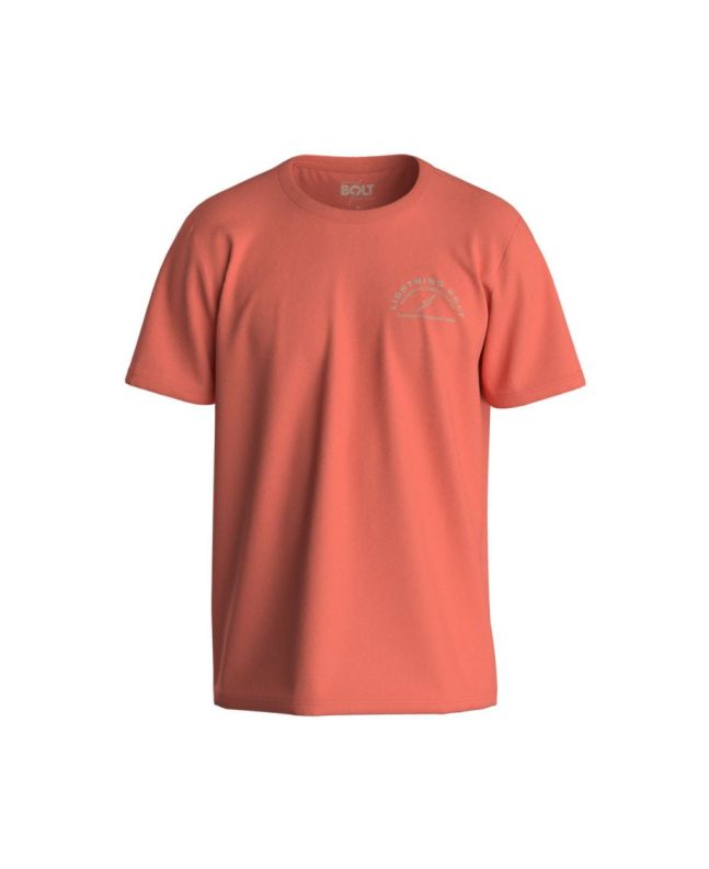 Camiseta de manga corta Lightning Bolt Don't Panic Coral para hombre