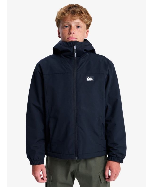 Niño con cazadora impermeable con capucha Quiksilver Youth Overcast 3K Warm Negra