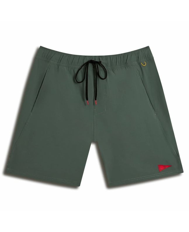 Pantalón corto Florence Marine X All Purpose Cordura Short en color verde Dark Sage, vista frontal con cintura ajustable