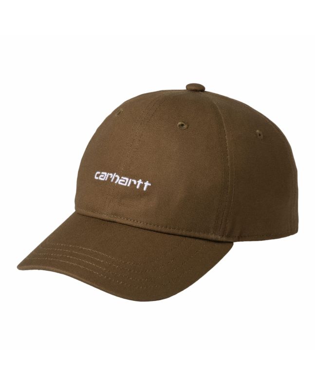 Gorra Carhartt WIP Canvas Script Cap marrón con bordado blanco Unisex