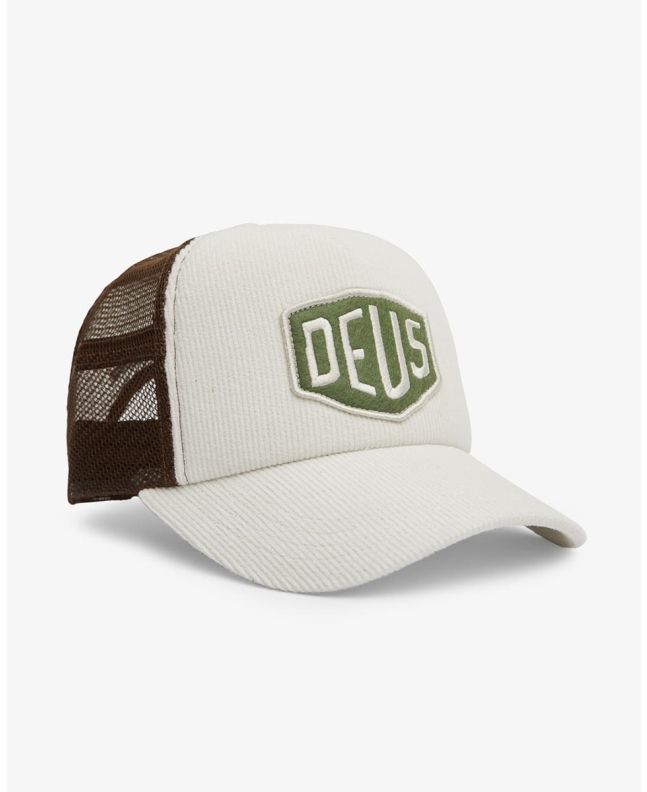 Gorra de pana Deus Ex Machina Shield Cord Trucker Blanca