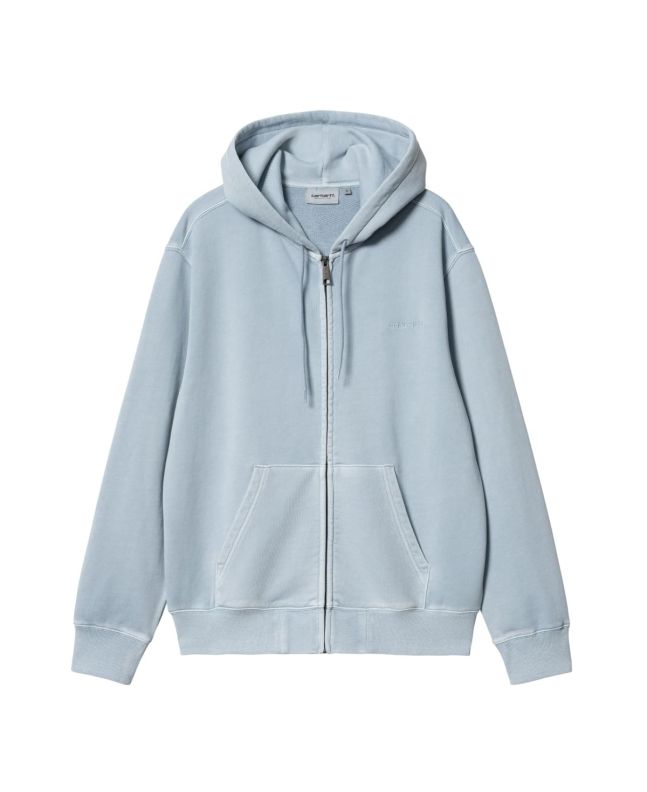 Sudadera con capucha y cremallera Carhartt WIP Hooded Duster Script Jacket Misty Sky (Garment Dyed) para hombre