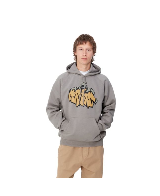 Hombre con sudadera de capucha Carhartt WIP Hooded Yute Sweat Gris