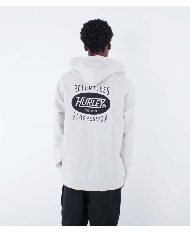 Hombre con sudadera de capucha con forro polar Hurley Progress Gris Claro