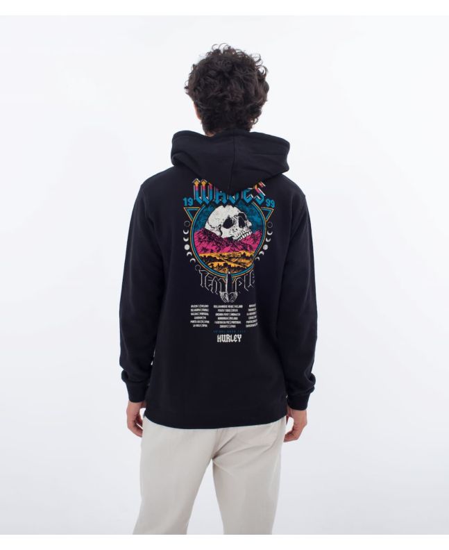 Hombre con sudadera polar de capucha Hurley Wave Tour Negra