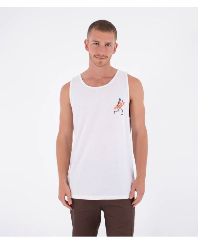 Hombre con camiseta de tirantes Hurley Printing Press Flamingue Blanca