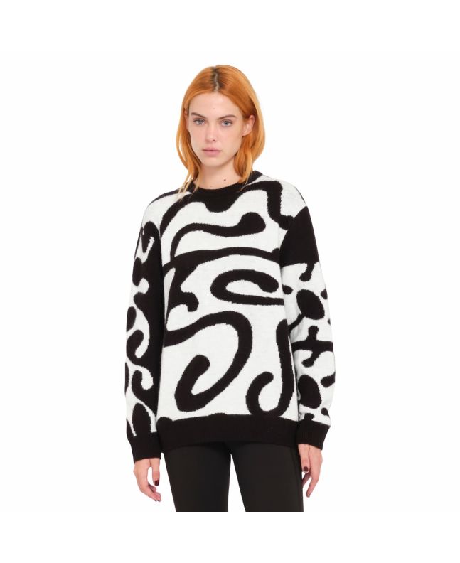 Mujer con Jersey Volcom FA Zephyr Negro-Blanco