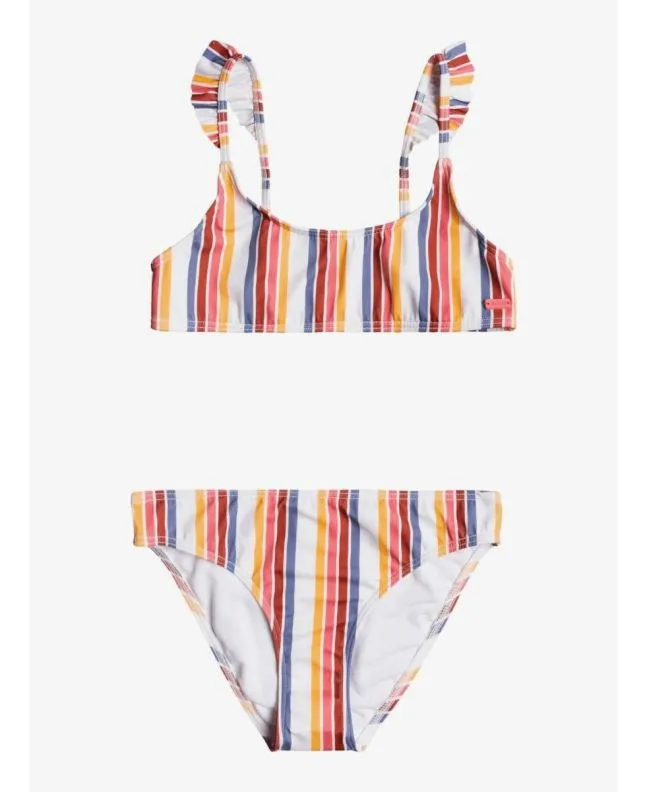 Conjunto Bikini Roxy Lovely Senorita multicolor con estampado a rayas para niña 8 a 16 años