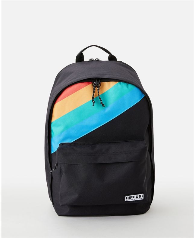 Mochila Rip Curl Dome 18L Premium Surf Revival negra con arco iris estampado