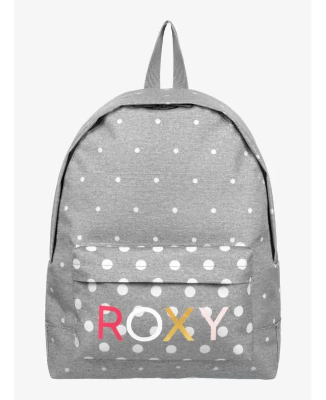 Mochila pequeña Roxy Sugar Baby 16 litros en color gris con lunares blancos